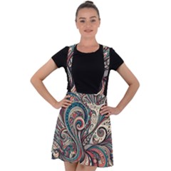 Paisley Print Musical Notes6 Velvet Suspender Skater Skirt by RiverRootz