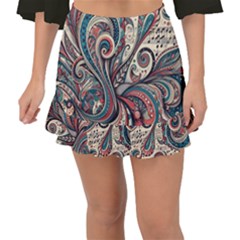 Paisley Print Musical Notes6 Fishtail Mini Chiffon Skirt by RiverRootz