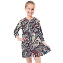 Paisley Print Musical Notes6 Kids  Quarter Sleeve Shirt Dress by RiverRootz