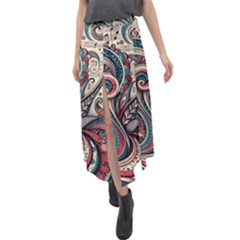 Paisley Print Musical Notes6 Velour Split Maxi Skirt by RiverRootz