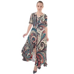 Paisley Print Musical Notes6 Waist Tie Boho Maxi Dress by RiverRootz