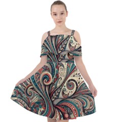 Paisley Print Musical Notes6 Cut Out Shoulders Chiffon Dress by RiverRootz