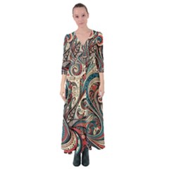 Paisley Print Musical Notes6 Button Up Maxi Dress by RiverRootz