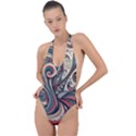 Paisley Print Musical Notes6 Backless Halter One Piece Swimsuit View1