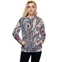 Paisley Print Musical Notes6 Women s Lightweight Drawstring Hoodie