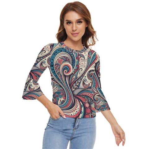 Paisley Print Musical Notes6 Bell Sleeve Top by RiverRootz