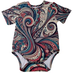 Paisley Print Musical Notes6 Baby Short Sleeve Bodysuit by RiverRootz