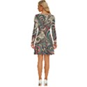 Paisley Print Musical Notes6 Long Sleeve Wide Neck Velvet Dress View4