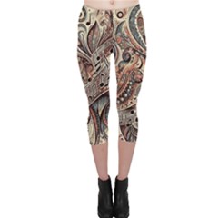 Paisley Print Musical Notes5 Capri Leggings  by RiverRootz