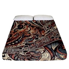 Paisley Print Musical Notes5 Fitted Sheet (queen Size)