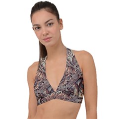 Paisley Print Musical Notes5 Halter Plunge Bikini Top