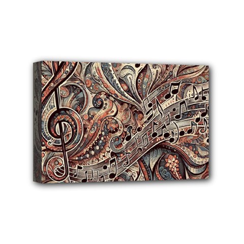 Paisley Print Musical Notes5 Mini Canvas 6  X 4  (stretched) by RiverRootz