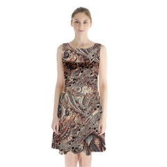 Paisley Print Musical Notes5 Sleeveless Waist Tie Chiffon Dress by RiverRootz