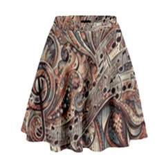 Paisley Print Musical Notes5 High Waist Skirt by RiverRootz