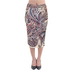 Paisley Print Musical Notes5 Velvet Midi Pencil Skirt by RiverRootz