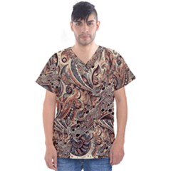 Paisley Print Musical Notes5 Men s V-neck Scrub Top