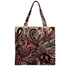 Paisley Print Musical Notes5 Zipper Grocery Tote Bag