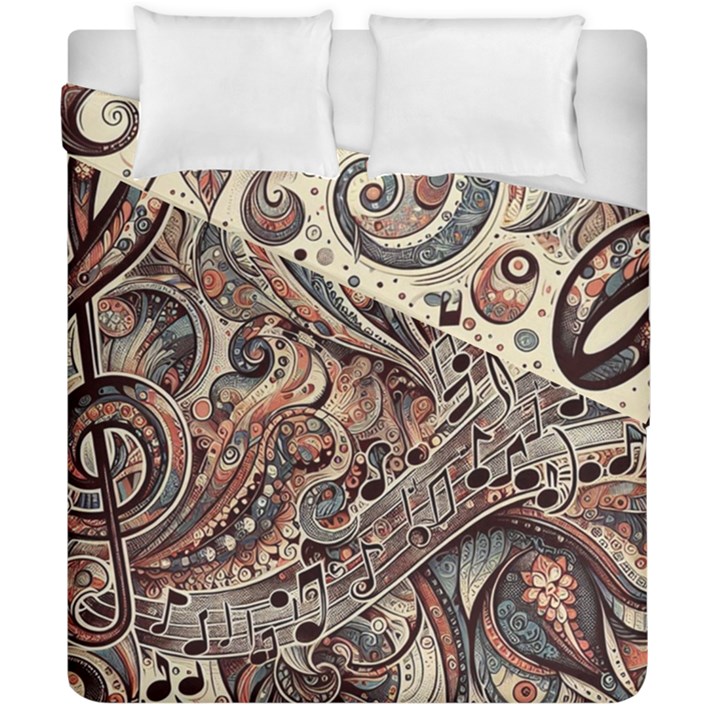 Paisley Print Musical Notes5 Duvet Cover Double Side (California King Size)