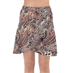 Paisley Print Musical Notes5 Wrap Front Skirt by RiverRootz