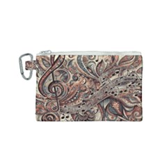 Paisley Print Musical Notes5 Canvas Cosmetic Bag (small) by RiverRootz