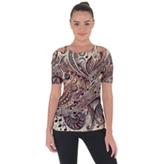 Paisley Print Musical Notes5 Shoulder Cut Out Short Sleeve Top by RiverRootz