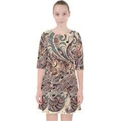 Paisley Print Musical Notes5 Quarter Sleeve Pocket Dress