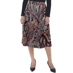 Paisley Print Musical Notes5 Classic Velour Midi Skirt  by RiverRootz