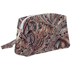 Paisley Print Musical Notes5 Wristlet Pouch Bag (large) by RiverRootz