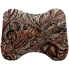 Paisley Print Musical Notes5 Head Support Cushion by RiverRootz