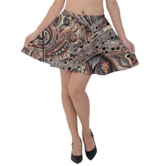 Paisley Print Musical Notes5 Velvet Skater Skirt