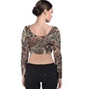 Paisley Print Musical Notes5 Velvet Long Sleeve Crop Top View2