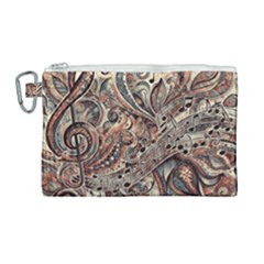 Paisley Print Musical Notes5 Canvas Cosmetic Bag (large) by RiverRootz