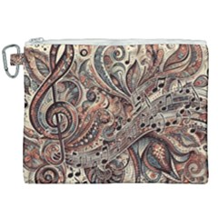 Paisley Print Musical Notes5 Canvas Cosmetic Bag (xxl) by RiverRootz