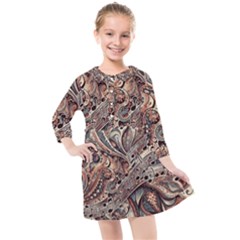 Paisley Print Musical Notes5 Kids  Quarter Sleeve Shirt Dress by RiverRootz