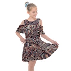 Paisley Print Musical Notes5 Kids  Shoulder Cutout Chiffon Dress by RiverRootz