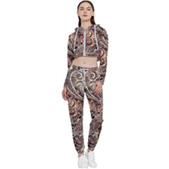 Paisley Print Musical Notes5 Cropped Zip Up Lounge Set by RiverRootz