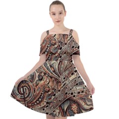 Paisley Print Musical Notes5 Cut Out Shoulders Chiffon Dress by RiverRootz