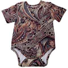 Paisley Print Musical Notes5 Baby Short Sleeve Bodysuit by RiverRootz