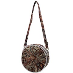 Paisley Print Musical Notes5 Crossbody Circle Bag by RiverRootz