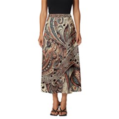 Paisley Print Musical Notes5 Classic Midi Chiffon Skirt by RiverRootz