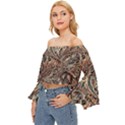 Paisley Print Musical Notes5 Off Shoulder Flutter Bell Sleeve Top View2