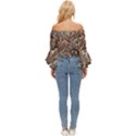 Paisley Print Musical Notes5 Off Shoulder Flutter Bell Sleeve Top View4