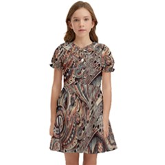 Paisley Print Musical Notes5 Kids  Bow Tie Puff Sleeve Dress by RiverRootz