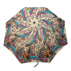 Paisley Print Musical Notes Folding Umbrellas by RiverRootz