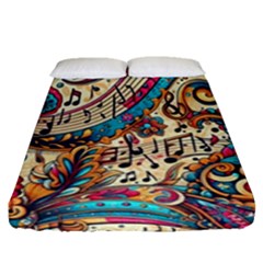 Paisley Print Musical Notes Fitted Sheet (queen Size)