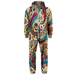 Paisley Print Musical Notes Hooded Jumpsuit (men)