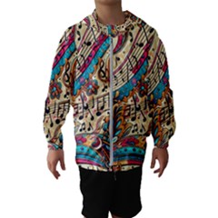 Paisley Print Musical Notes Kids  Hooded Windbreaker