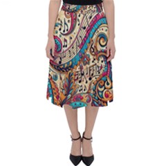 Paisley Print Musical Notes Classic Midi Skirt by RiverRootz