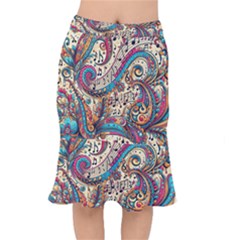 Paisley Print Musical Notes Short Mermaid Skirt by RiverRootz