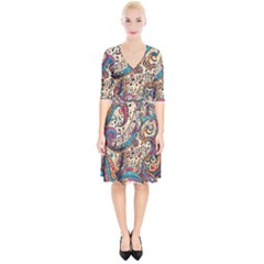 Paisley Print Musical Notes Wrap Up Cocktail Dress by RiverRootz